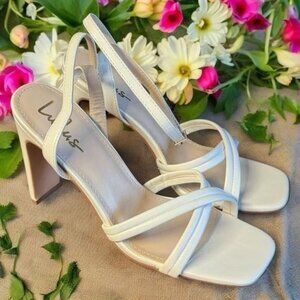NEW Lulu's Strappy White Sandal 4 Inch Heels‎ Wedding Guest Bride Event 9